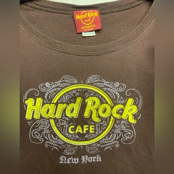Hard Rock Cafe New York ladies brown t-shirt size Medium - Picture 1 of 4